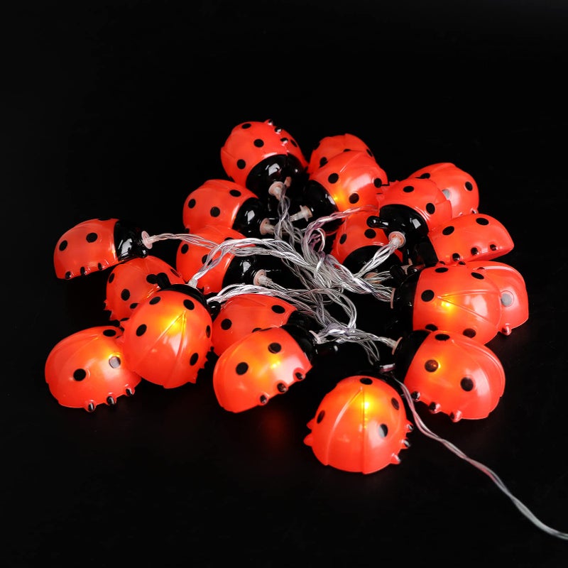 Uonlytech Ladybugs Fairy String Lights Waterproof 20 LEDs String Lights for Indoor Outdoor Garden Bedroom Birthday Party Decoration Supplies Without Batteries - Image 5